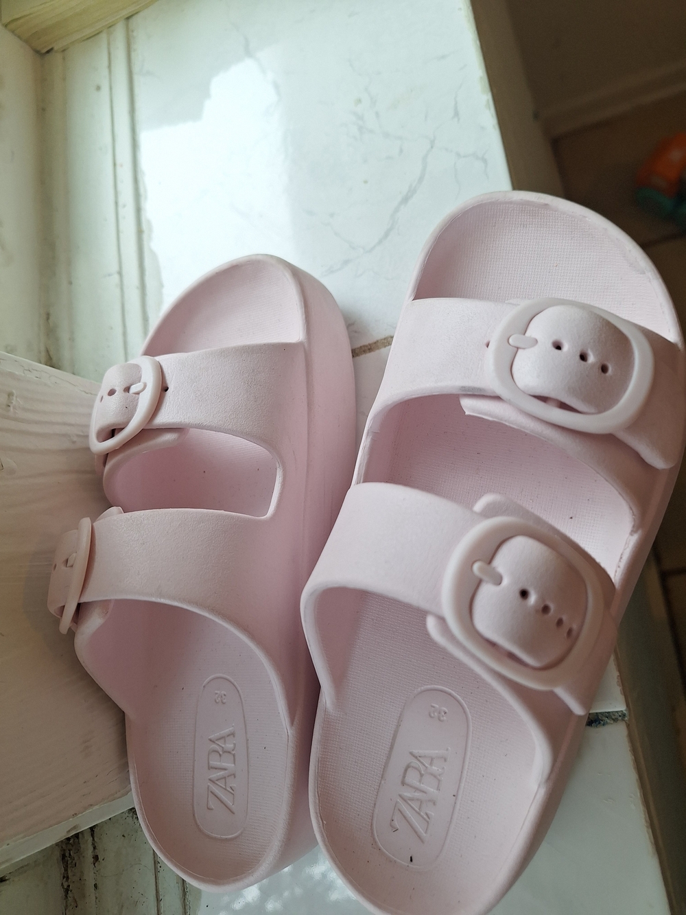 ZARA Kids Pink Double-Buckle Slide Sandals